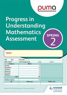 PUMA Test 2, Spring Pk10 (Progress in Understanding Mathematics Assessment) - Colin McCarty, Caroline Cooke