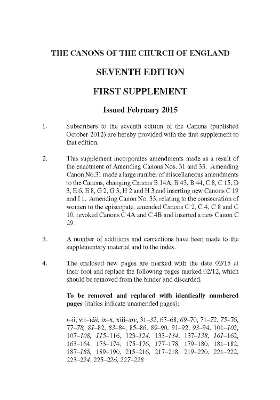 Canons of the Church of England 7th Edition