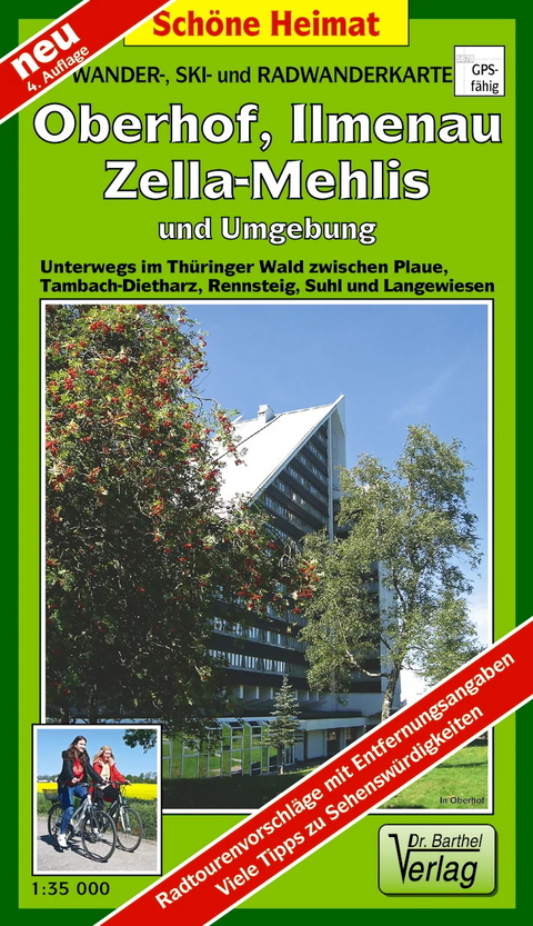 Wander-, Ski- und Radwanderkarte Oberhof, Ilmenau, Zella-Mehlis und Umgebung