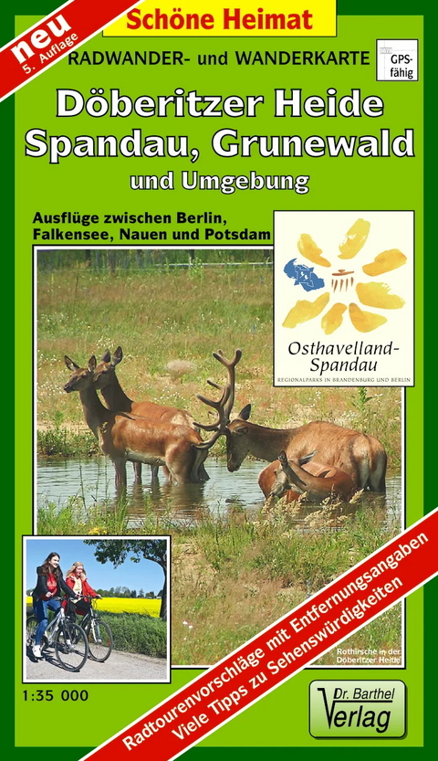 Radwander- und Wanderkarte Döberitzer Heide, Spandau, Grunewald und Umgebung