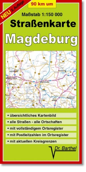 Straßenkarte 90 km um Magdeburg