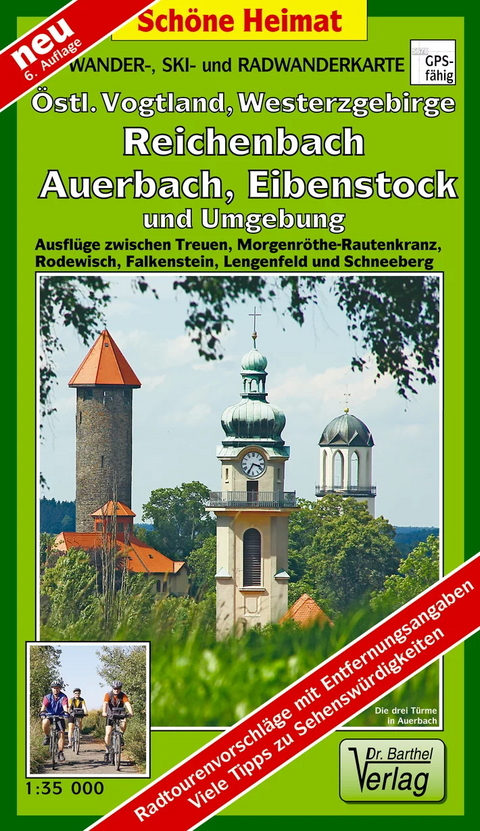 Wander-, Ski- und Radwanderkarte &Ouml;stliches Vogtland, Westerzgebirge, Reichenbach, Auerbach, Eibenstock und Umgebung