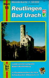 Topographische Sonderkarten Baden-W&uuml;rttemberg. Sonderblattschnitte auf der Grundlage der amtlichen topographischen Karten, meist gr&ouml;ssere Kartenformate mit zus&auml;tzlichen thematischen Eintr&auml;gen / Reutlingen - Bad Urach (WR)
