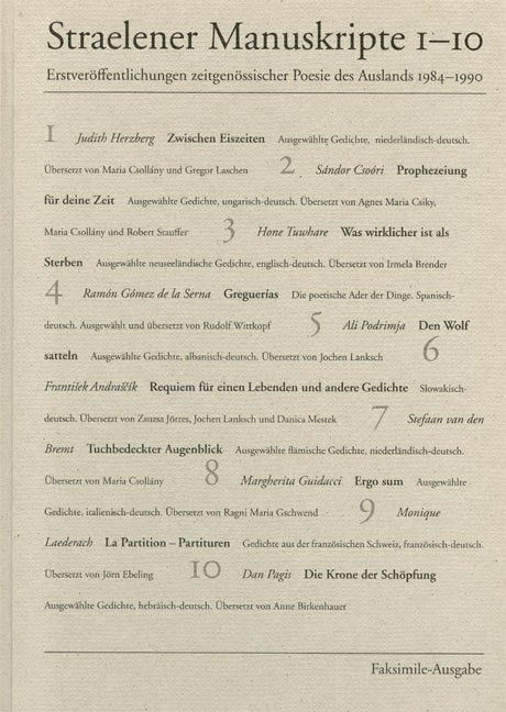 Straelener Manuskripte 1-10