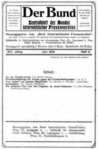 Der Bund. Zentralblatt des Bundes österreichischer Frauenvereine Wien, 1. 1905 - 14. 1919