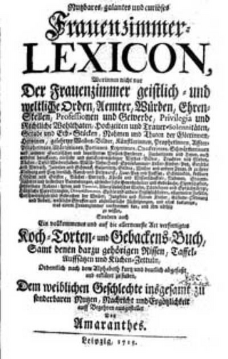 Nutzbares, galantes und curiöses Frauenzimmer-Lexicon