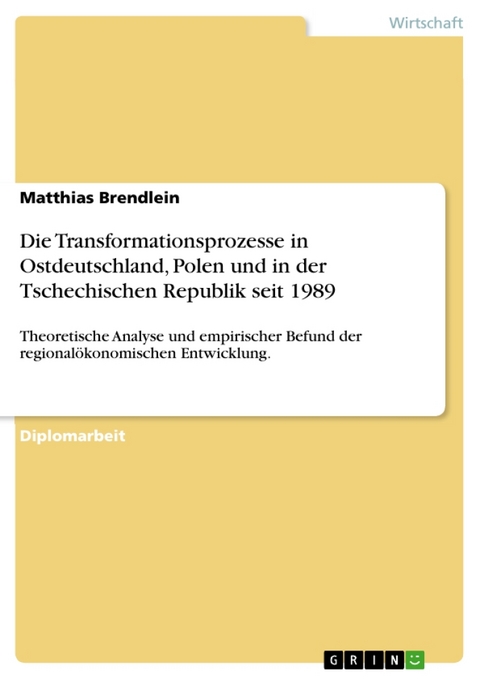 Die Transformationsprozesse in Ostdeutschland, Polen Und in Der Tschechischen Republik Seit 1989 - Matthias Brendlein