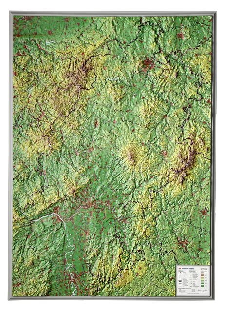 Hessen, Reliefkarte, Gro&szlig;. Hesse