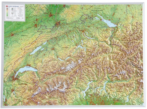Schweiz, Reliefkarte, Groß. Switzerland