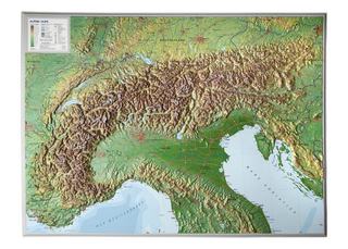 Alpen, Reliefkarte, Groß. Alps