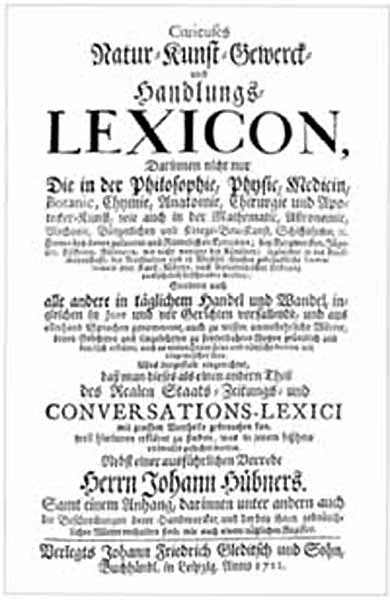 Johann Hübners Curieuses Natur- Kunst- Gewerck- und Handlungs-Lexicon - 