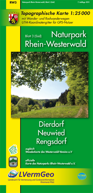 Naturpark Rhein-Westerwald, Blatt 3 (S&uuml;d) - Dierdorf, Neuwied, Rengsdorf (WR) -  Landesamt f&uuml;r Vermessung und Geobasisinformation Rheinland-Pfalz