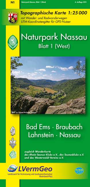 Naturpark Nassau /Bad Ems, Braubach, Lahnstein, Nassau (WR) -  Landesamt f&uuml;r Vermessung und Geobasisinformation Rheinland-Pfalz