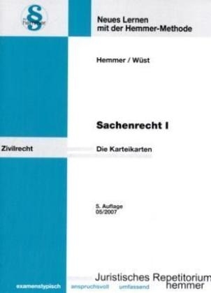Sachenrecht I - Karteikarten - Karl E Hemmer, Achim W&uuml;st