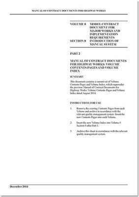 Manual of contract documents for highway works -  Great Britain: Highways Agency