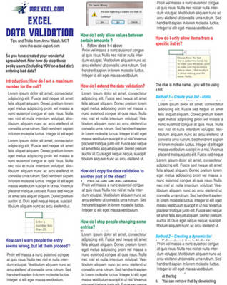Excel Data Validation Tip Card