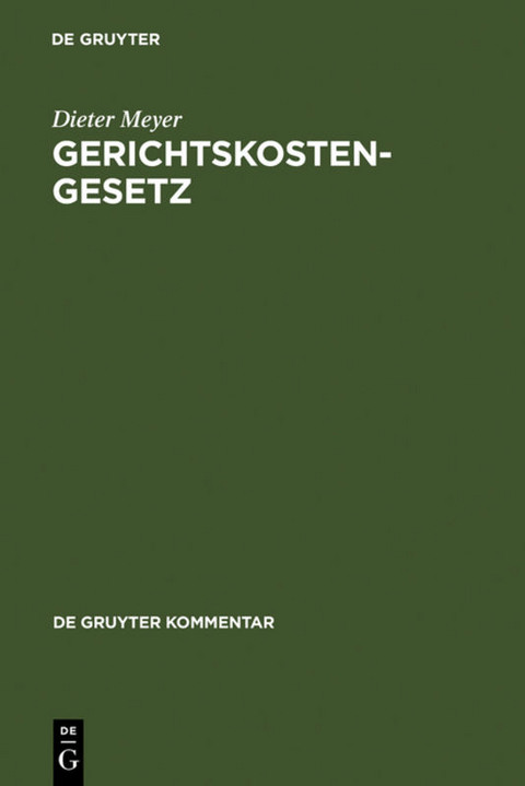 Gerichtskostengesetz - Dieter Meyer