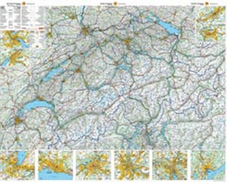 Schweiz Strassenkarte Poster