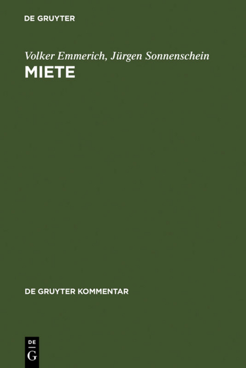 Miete - Volker Emmerich, J&uuml;rgen Sonnenschein