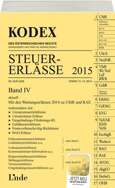 KODEX Steuer-Erlässe 2015, Band IV - Christoph Ritz