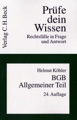BGB Allgemeiner Teil - Helmut K&ouml;hler