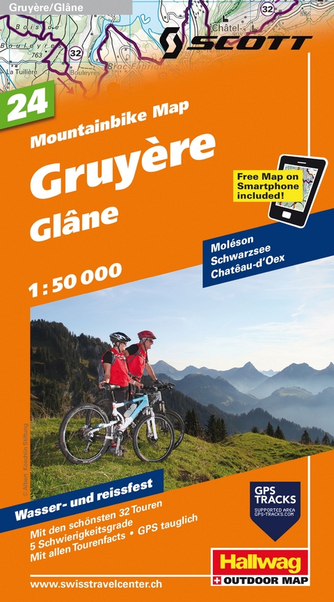 Hallwag Mountainbike-Karte 24 Gruy&egrave;re 1:50.000