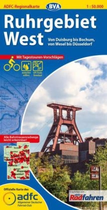 ADFC-Regionalkarte Ruhrgebiet West mit Tagestouren-Vorschl&auml;gen, 1:50.000, rei&szlig;- und wetterfest, GPS-Tracks Download