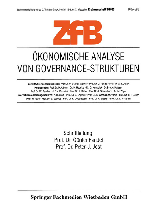 Ökonomische Analyse von Governance-Strukturen - 