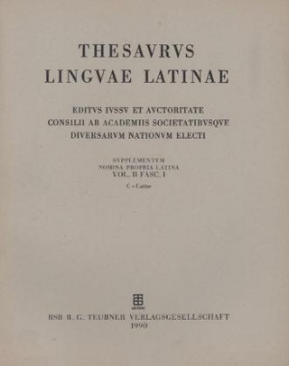 Thesaurus linguae Latinae. Supplementum: Onomasticon. C - Cyzistra / C - Carine