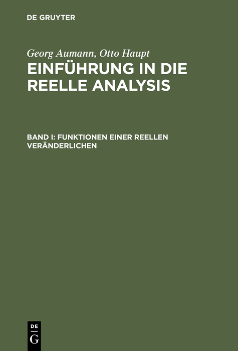 Funktionen einer reellen Veränderlichen - Georg Aumann, Otto Haupt