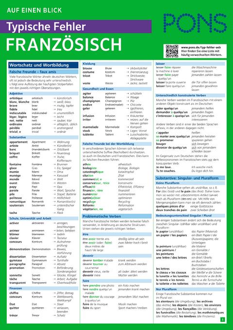 PONS Typische Fehler auf einen Blick Franz&ouml;sisch