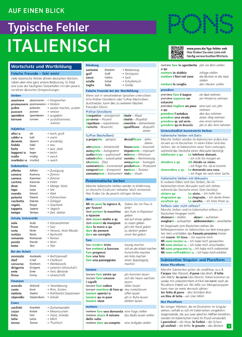 PONS Typische Fehler auf einen Blick Italienisch