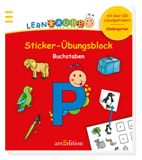 Lernraupe - Sticker-&Uuml;bungsblock Buchstaben