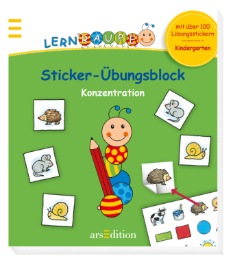 Lernraupe - Sticker-&Uuml;bungsblock Konzentration