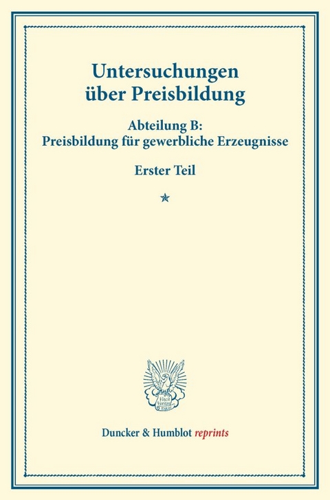 Untersuchungen &uuml;ber Preisbildung.