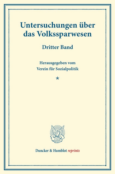Untersuchungen &uuml;ber das Volkssparwesen.