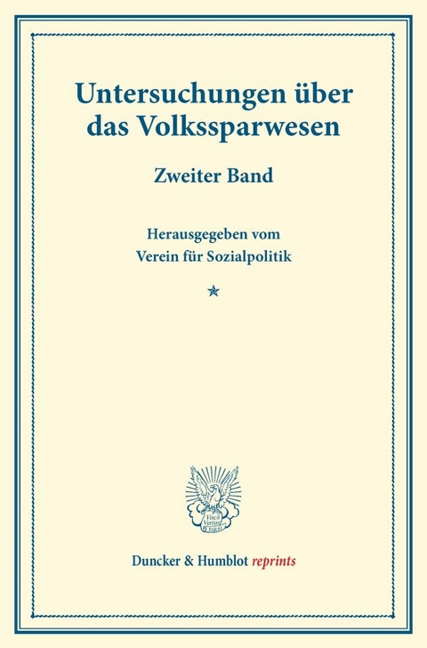 Untersuchungen &uuml;ber das Volkssparwesen.