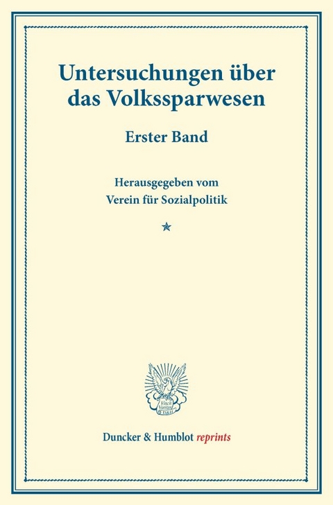 Untersuchungen &uuml;ber das Volkssparwesen.