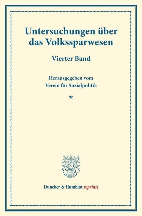 Untersuchungen &uuml;ber das Volkssparwesen.