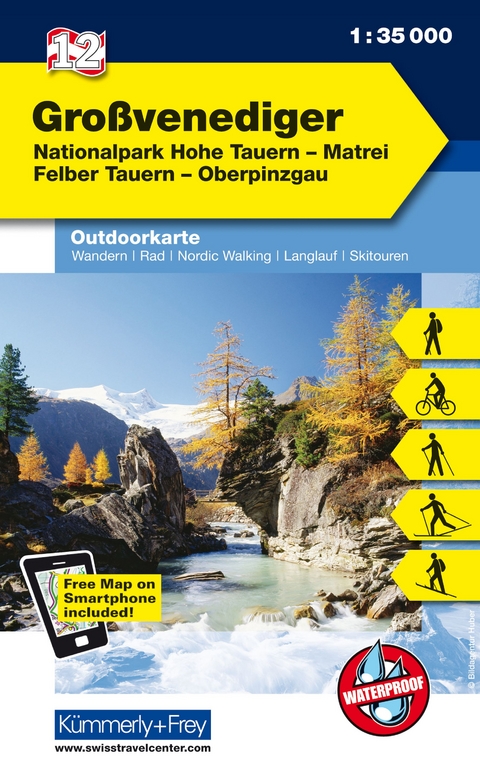 K&uuml;mmerly+Frey Outdoorkarte &Ouml;sterreich 12 Grossvenediger 1:35.000