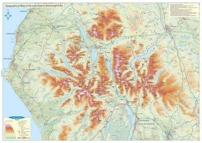 Topographical Map of the Lake District Wainwright Fells - Peter Knowles