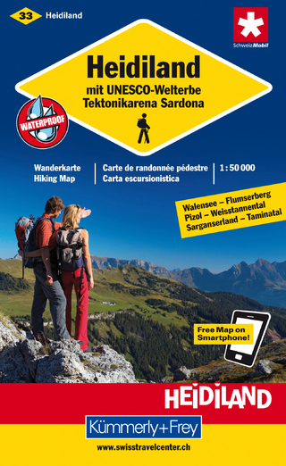 Heidiland mit UNESCO-Welterbe Tektonikarena Sardona Nr. 33 Wanderkarte 1:50 000
