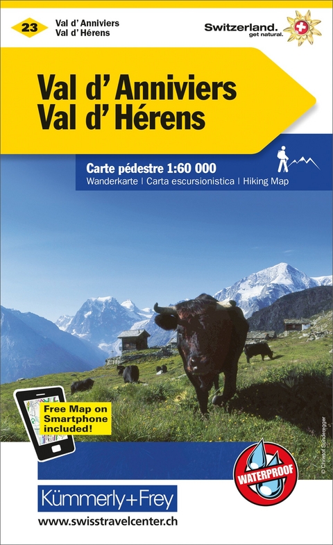 Val d'Annivers, Val d'H&eacute;rens Wanderkarte Nr. 23
