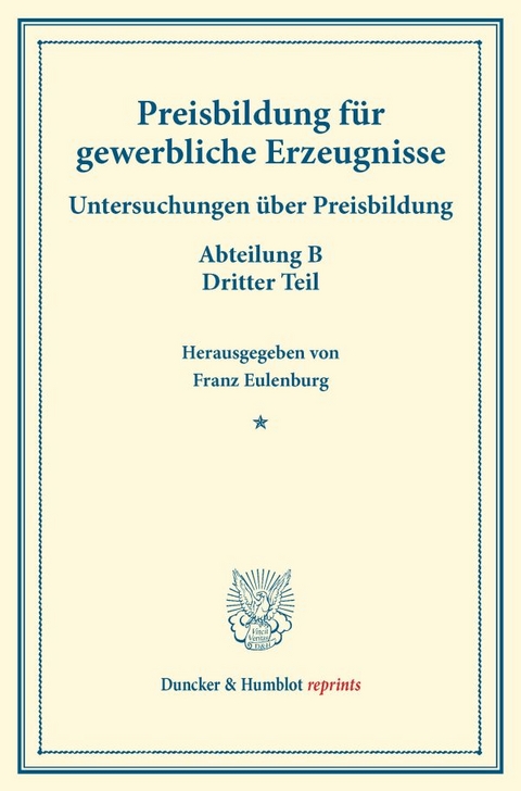 Preisbildung f&uuml;r gewerbliche Erzeugnisse. - 