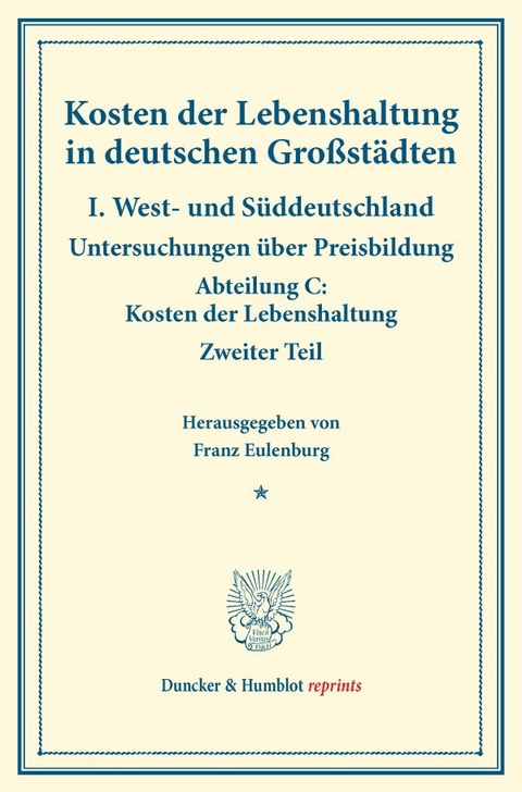 Kosten der Lebenshaltung in deutschen Gro&szlig;st&auml;dten. - 