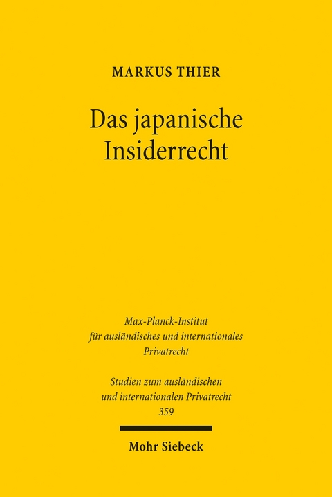 Das japanische Insiderrecht -  Markus Thier