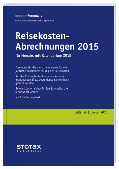 Reisekosten-Abrechnungen 2015 mit Kalendarium