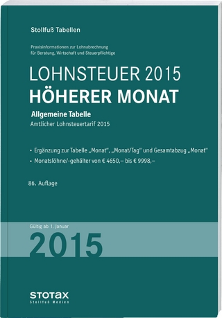 Tabelle, Lohnsteuer 2015 Höherer Monat