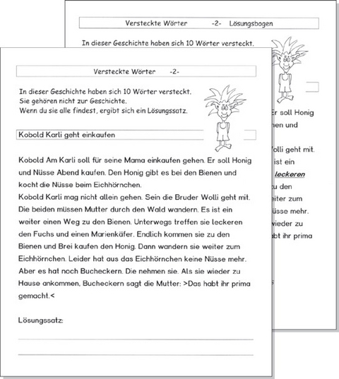 Kopiervorlagen "Versteckte W&ouml;rter" (Kobold Karli) - 