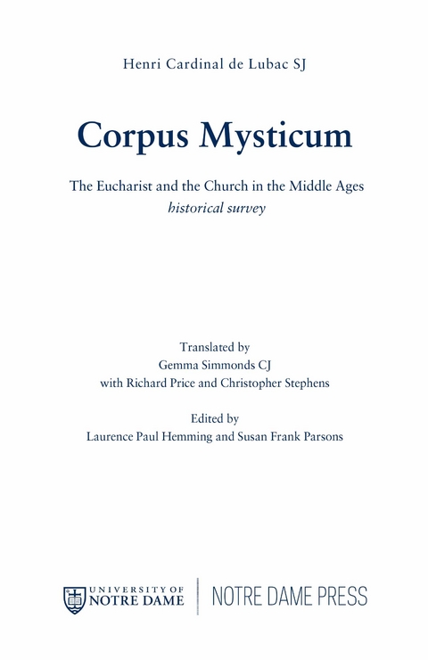 Corpus Mysticum - Henri Cardinal de Lubac